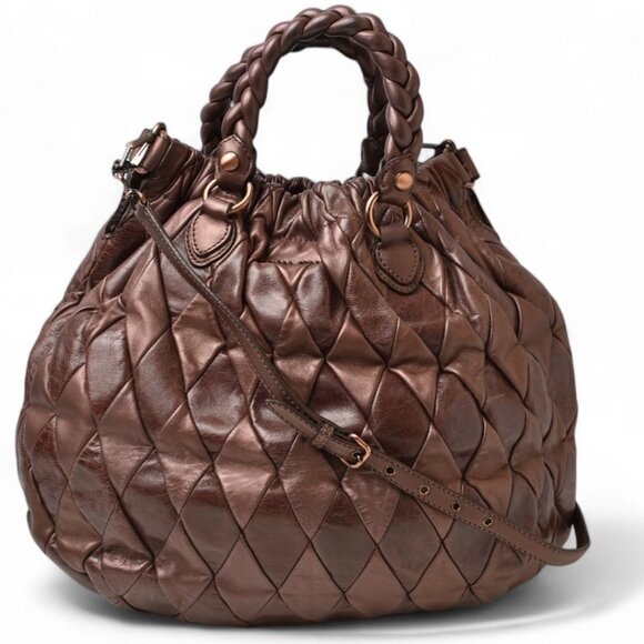 Miu Miu Handbags - MIU MIU Brown Leather Shoulder Bag
